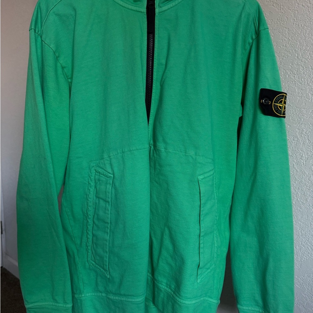 Green Zip hoodie Stone Island